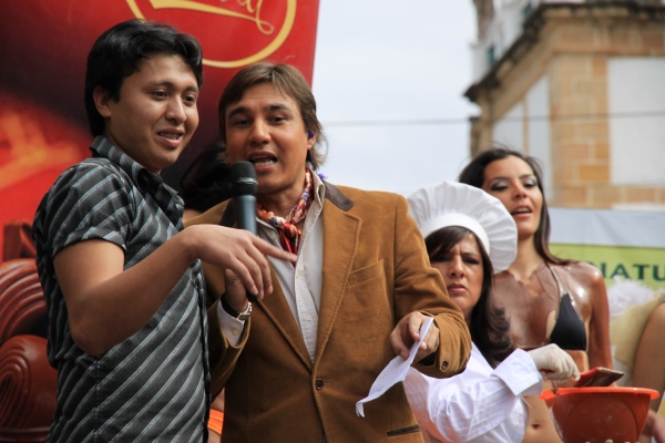 Pre-Evo Morales entertainment. Including getting a member of the crowd to paint a semi-naked girl with chocolate to promote a chocolate company. The wonders of advertising! | © lwephoto.com